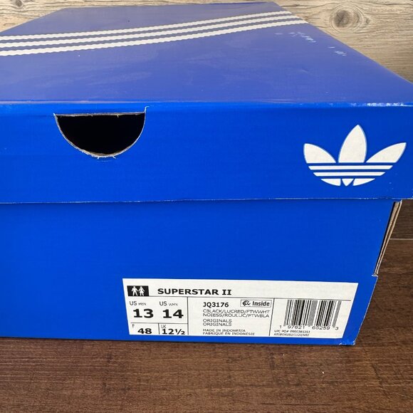 adidas Superstar 2 Mens Size 13 Core Black Lucid Red Cloud White JQ3176 - Picture 9 of 9